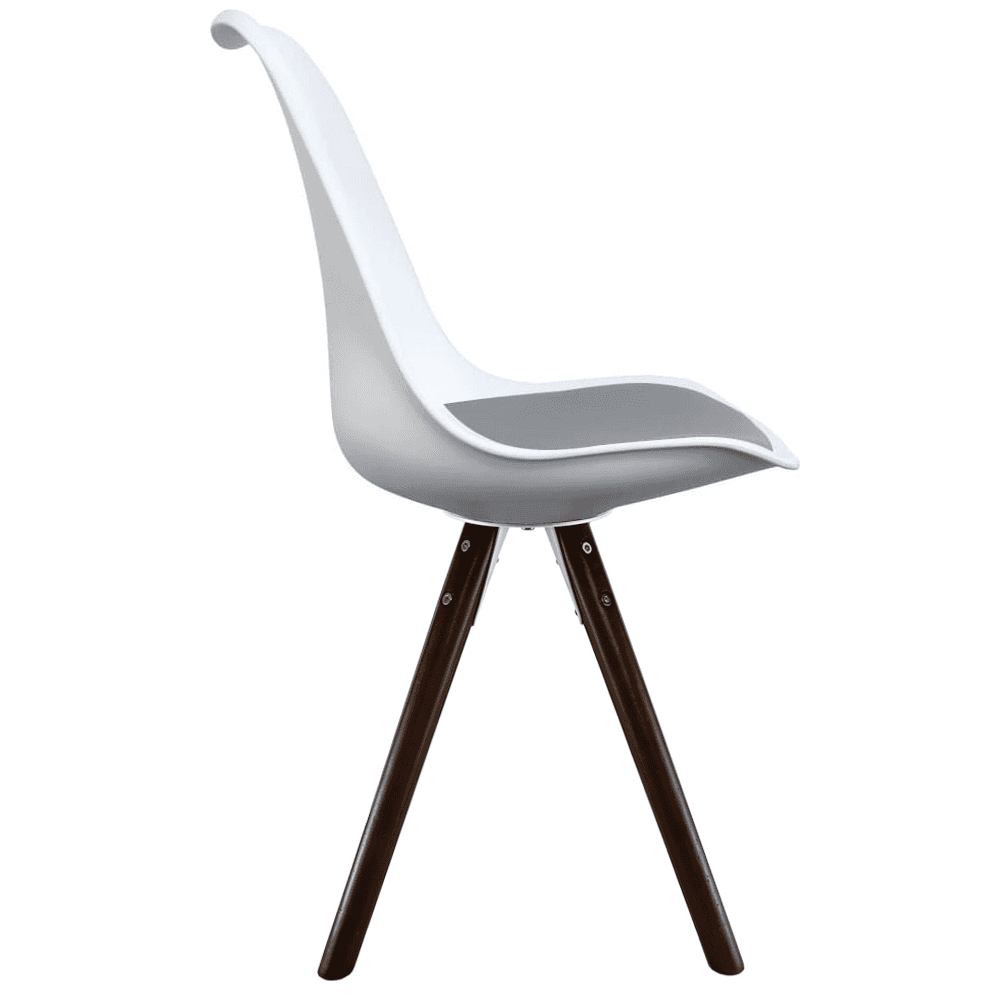 Soho White and Dark Grey Dining Chair with Pyramid Dark Wood Legs