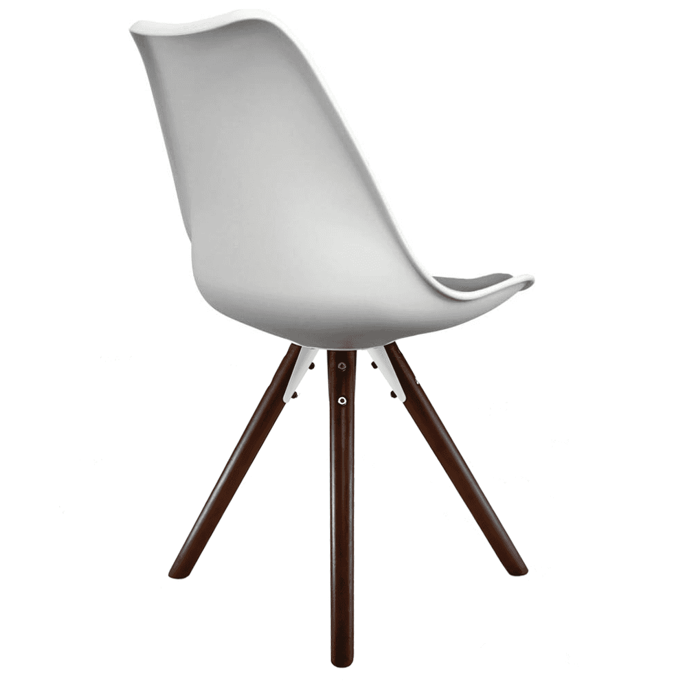 Soho White and Dark Grey Dining Chair with Pyramid Dark Wood Legs