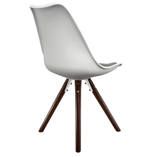 Soho White and Dark Grey Dining Chair with Pyramid Dark Wood Legs