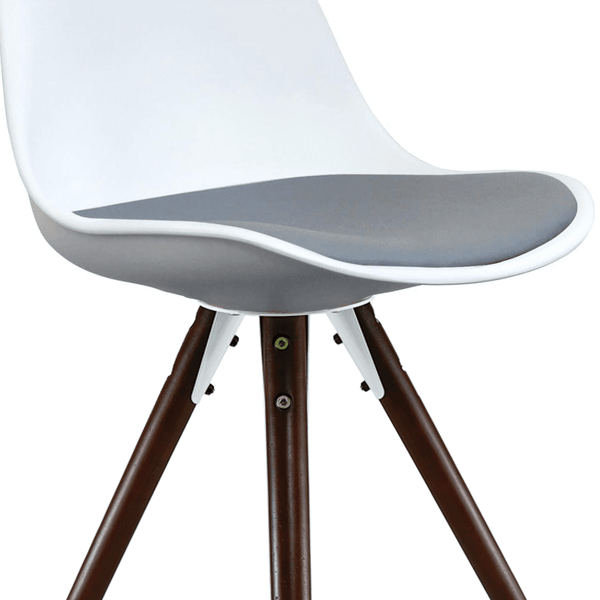 Soho White and Dark Grey Dining Chair with Pyramid Dark Wood Legs