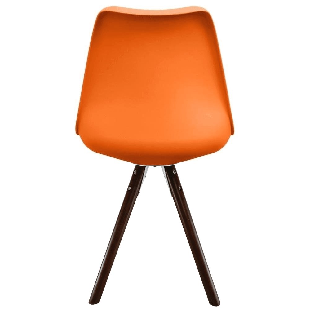 Soho Orange Plastic Dining Chair with Pyramid Dark Wood Legs