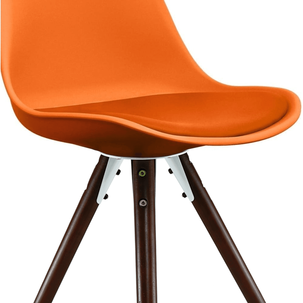 Soho Orange Plastic Dining Chair with Pyramid Dark Wood Legs