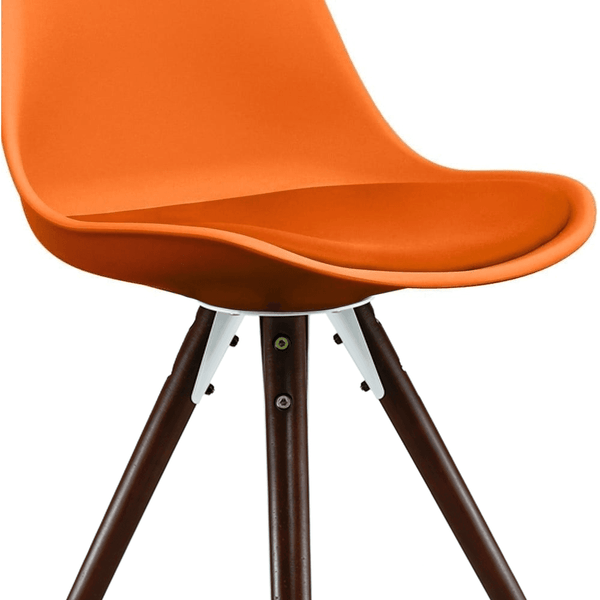 Soho Orange Plastic Dining Chair with Pyramid Dark Wood Legs