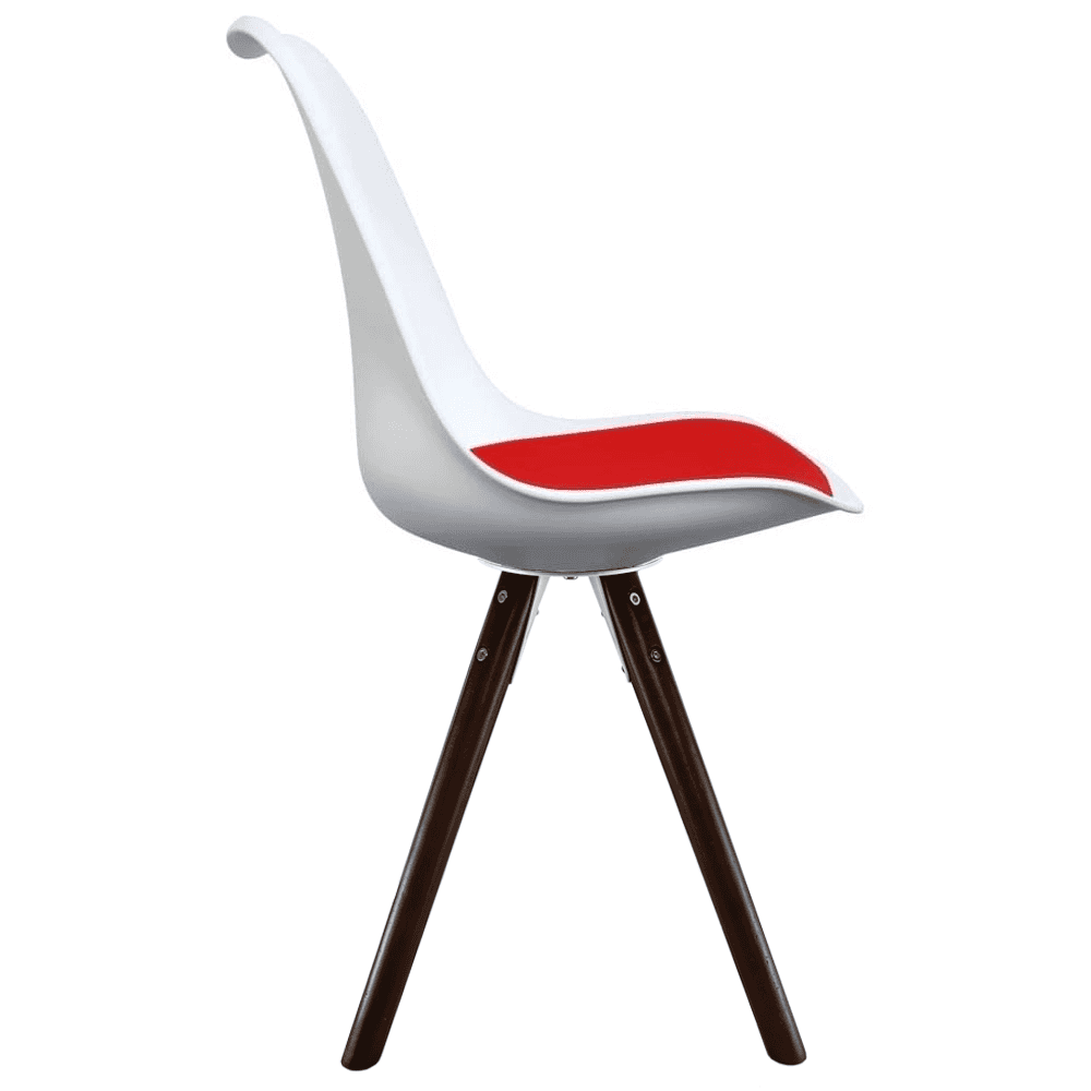 Soho White and Red Dining Chair with Pyramid Dark Wood Legs