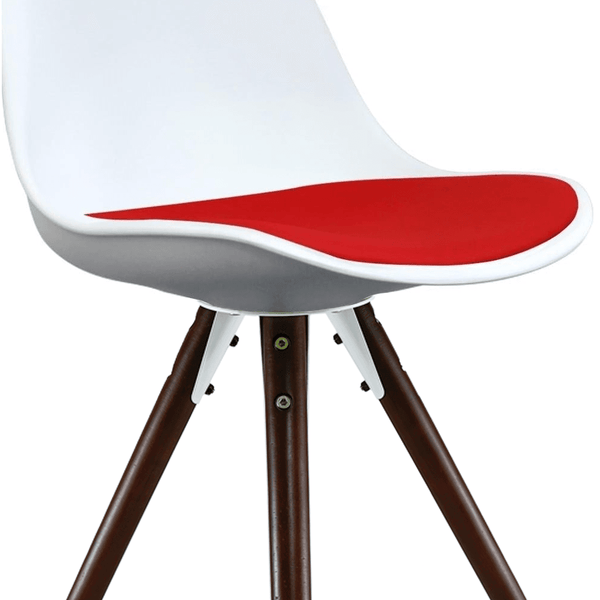 Soho White and Red Dining Chair with Pyramid Dark Wood Legs