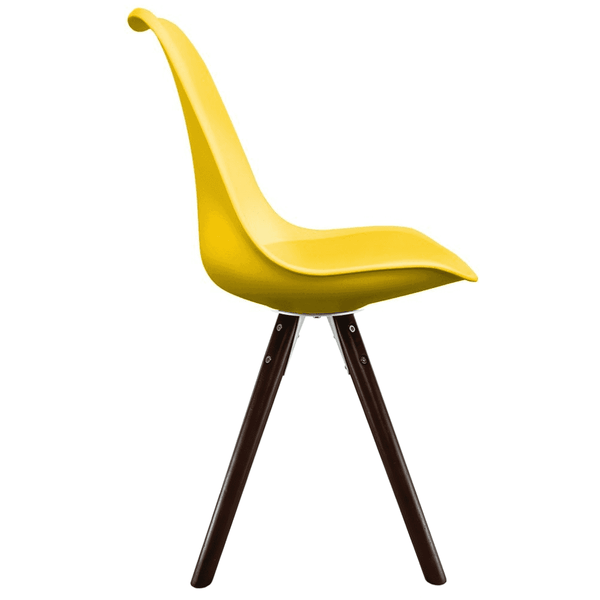 Soho Yellow Plastic Dining Chair with Pyramid Dark Wood Legs