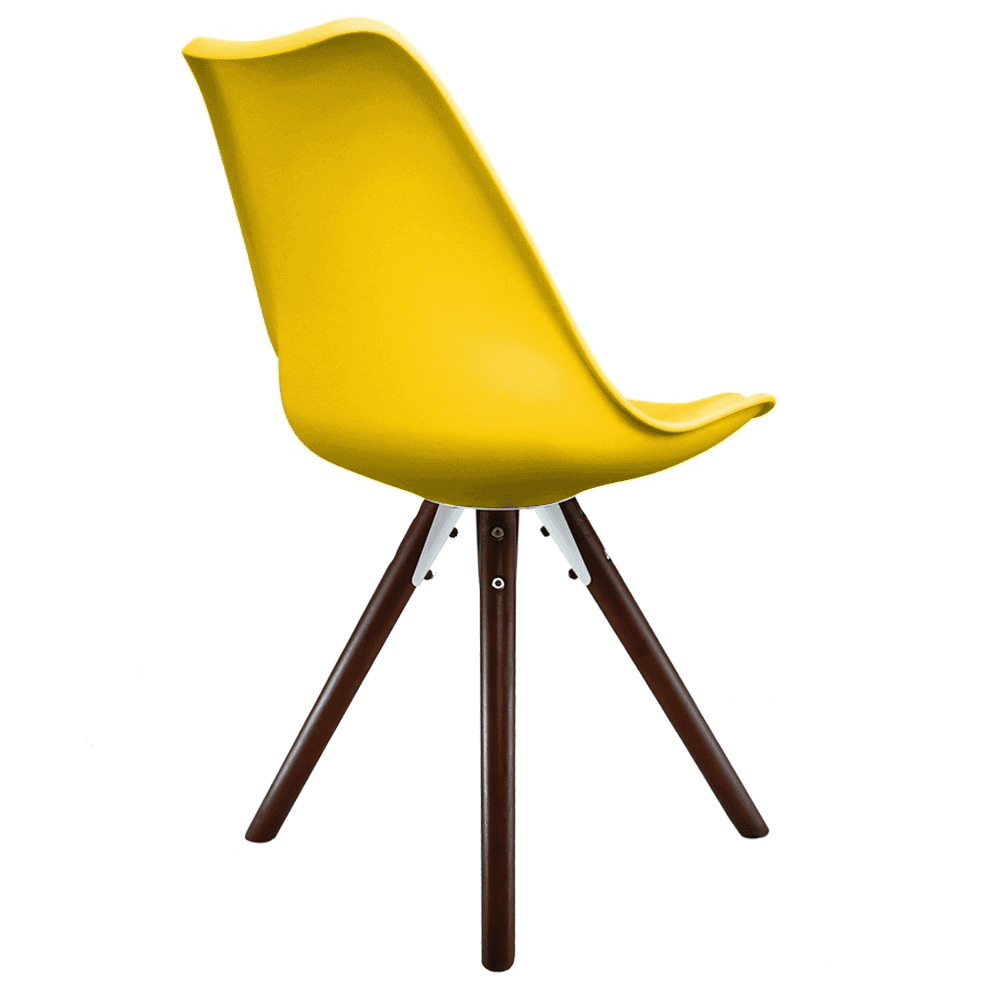 Soho Yellow Plastic Dining Chair with Pyramid Dark Wood Legs