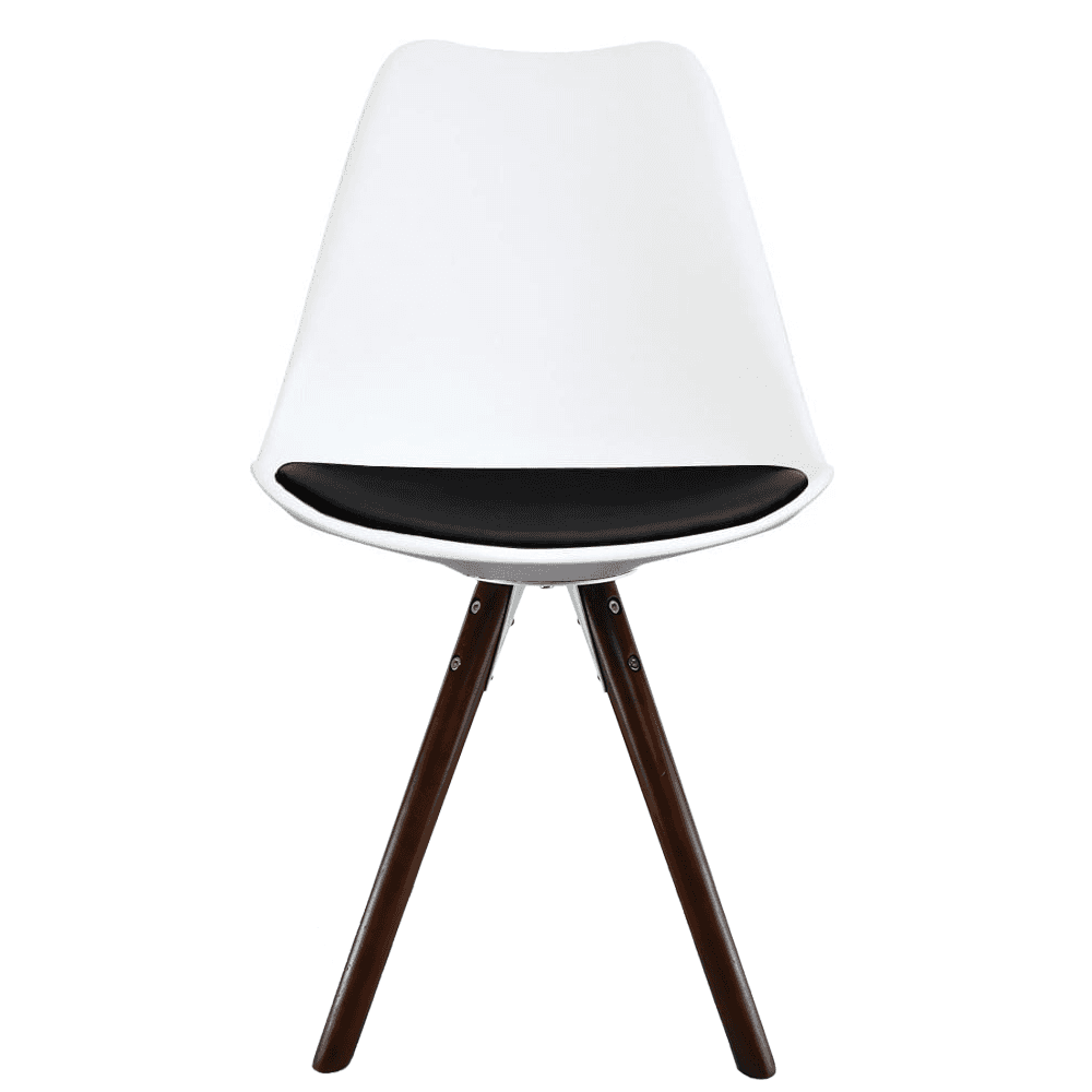 Soho White and Black Dining Chair with Pyramid Dark Wood Legs