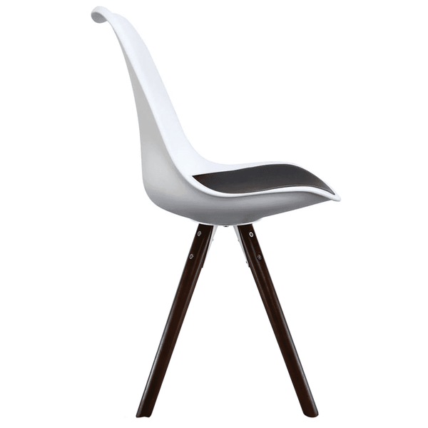 Soho White and Black Dining Chair with Pyramid Dark Wood Legs