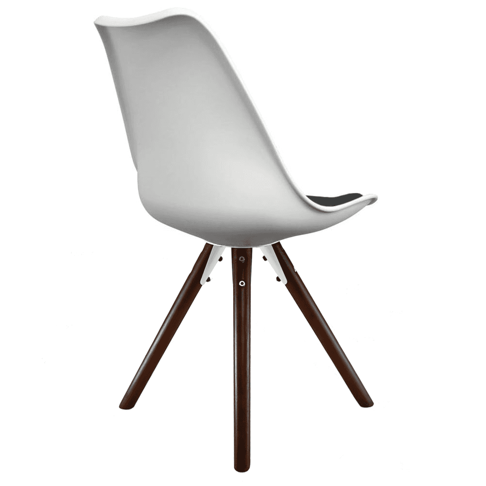 Soho White and Black Dining Chair with Pyramid Dark Wood Legs