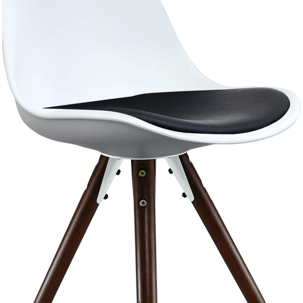 Soho White and Black Dining Chair with Pyramid Dark Wood Legs