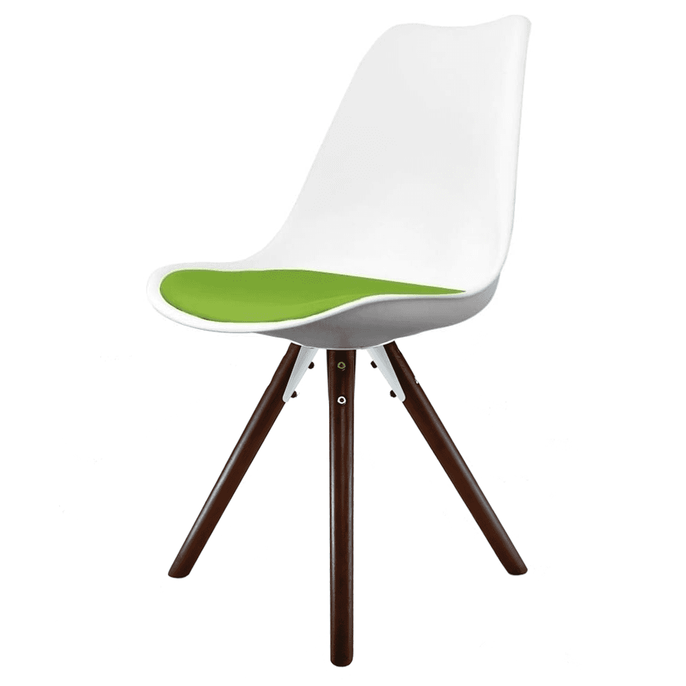 Soho White and Green Dining Chair with Pyramid Dark Wood Legs