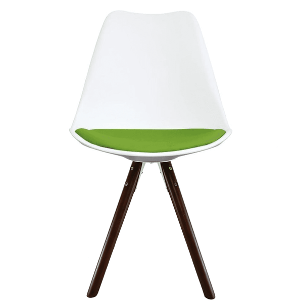 Soho White and Green Dining Chair with Pyramid Dark Wood Legs
