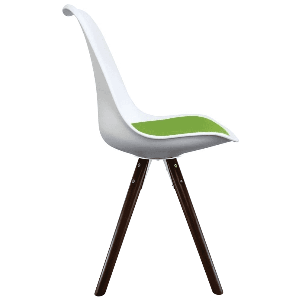 Soho White and Green Dining Chair with Pyramid Dark Wood Legs