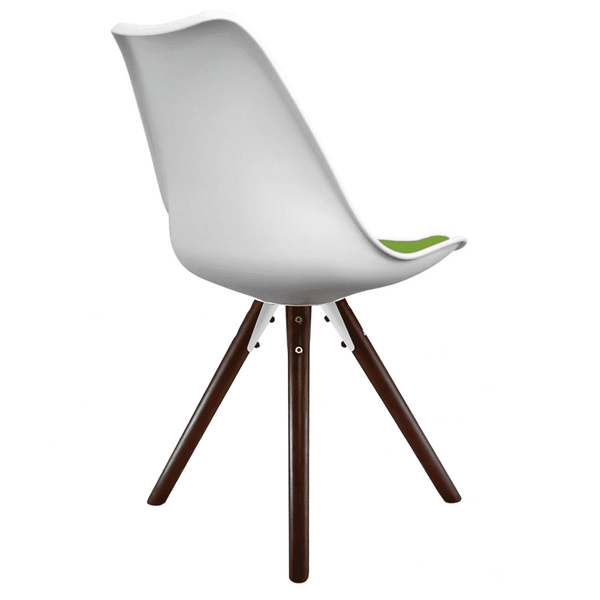 Soho White and Green Dining Chair with Pyramid Dark Wood Legs
