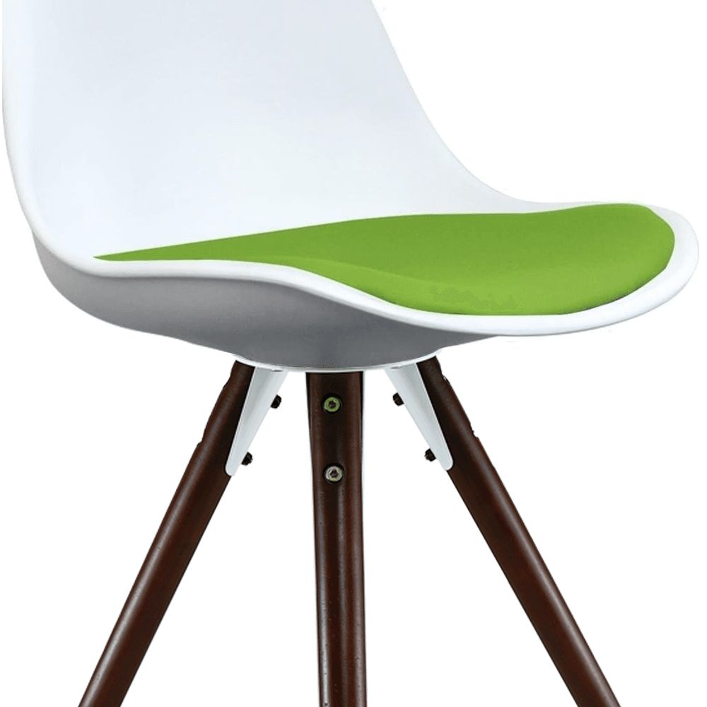 Soho White and Green Dining Chair with Pyramid Dark Wood Legs