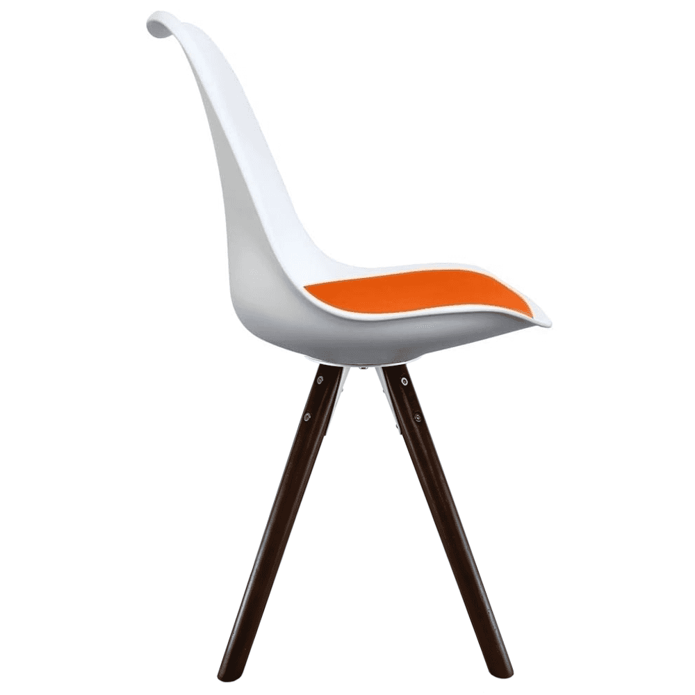 Soho White and Orange Dining Chair with Pyramid Dark Wood Legs