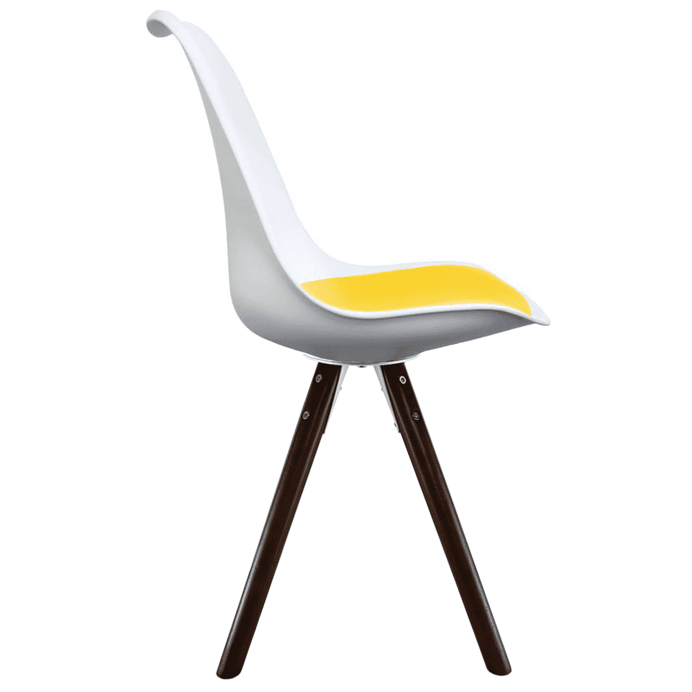 Soho White and Yellow Dining Chair with Pyramid Dark Wood Legs
