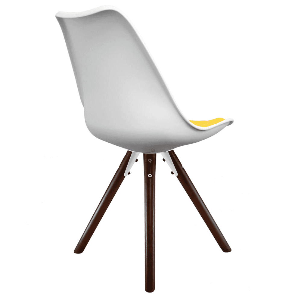 Soho White and Yellow Dining Chair with Pyramid Dark Wood Legs