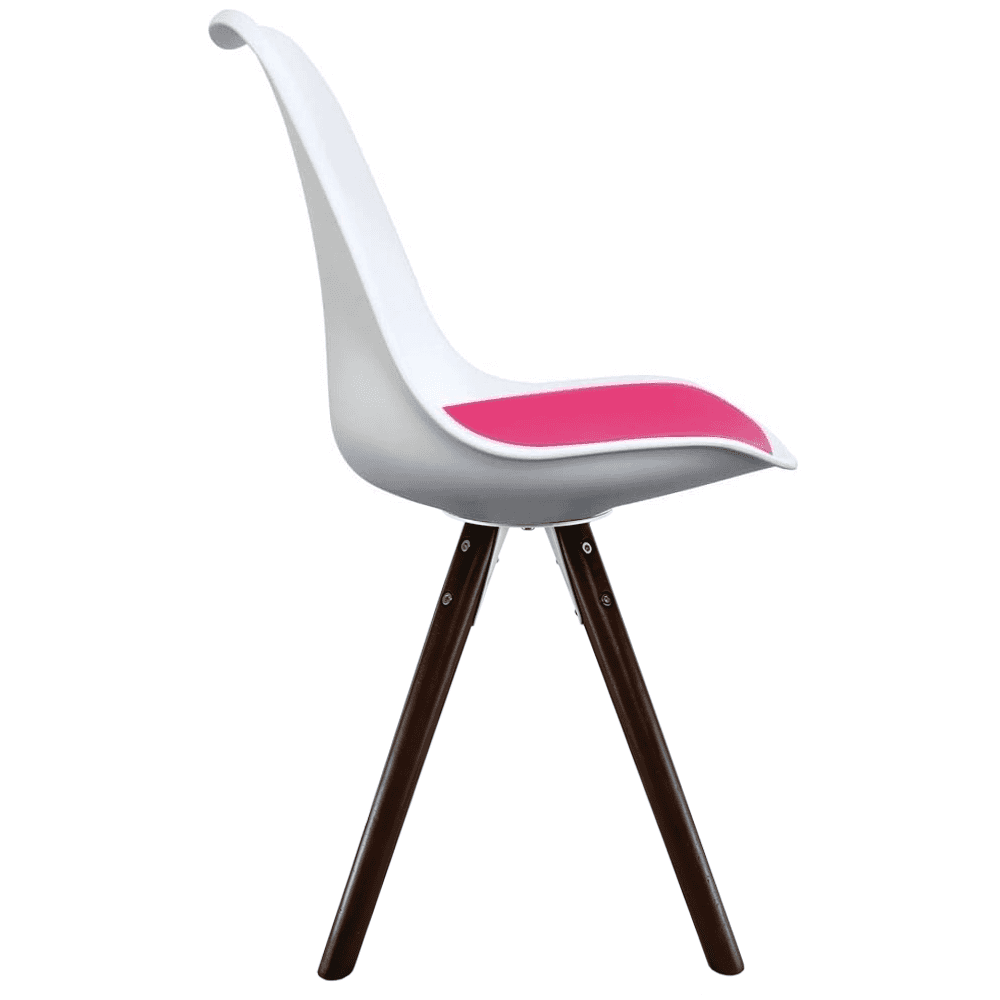 Soho White and Bright Pink Dining Chair with Pyramid Dark Wood Legs