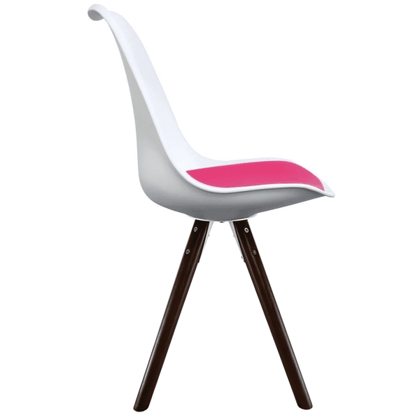 Soho White and Bright Pink Dining Chair with Pyramid Dark Wood Legs