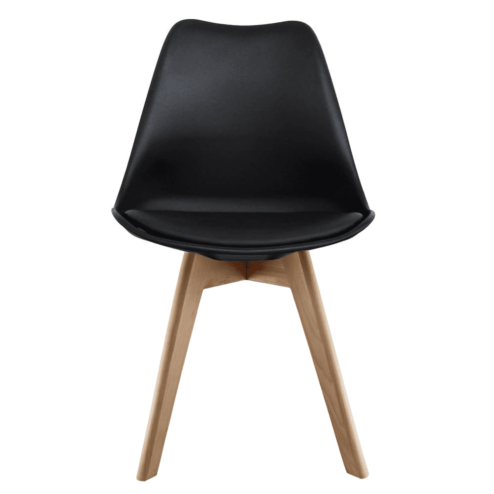 Soho Black Plastic Dining Chair with Squared Light Wood Legs