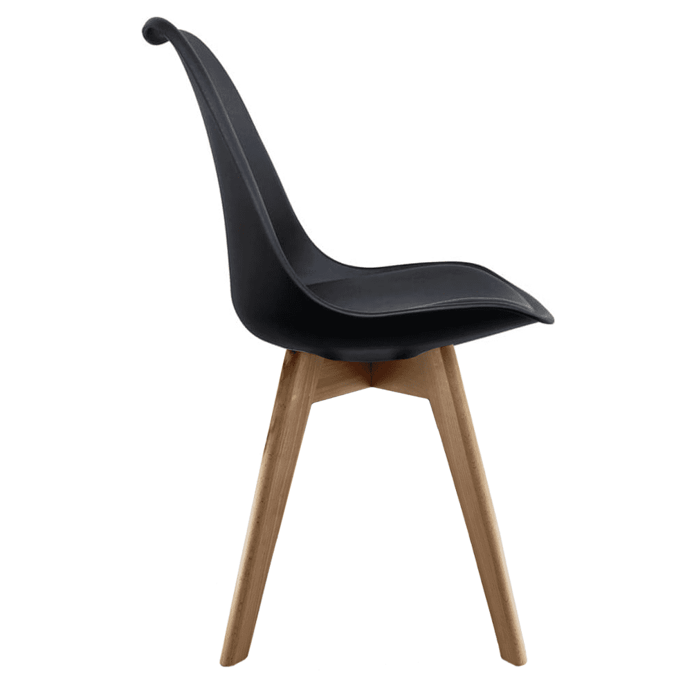 Soho Black Plastic Dining Chair with Squared Light Wood Legs