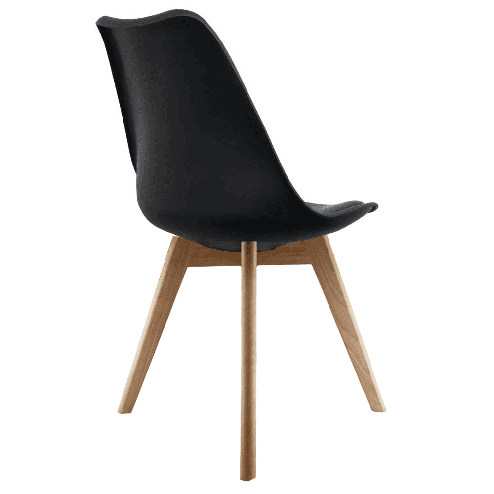 Soho Black Plastic Dining Chair with Squared Light Wood Legs