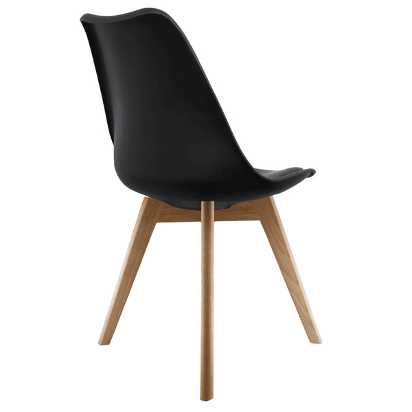 Soho Black Plastic Dining Chair with Squared Light Wood Legs