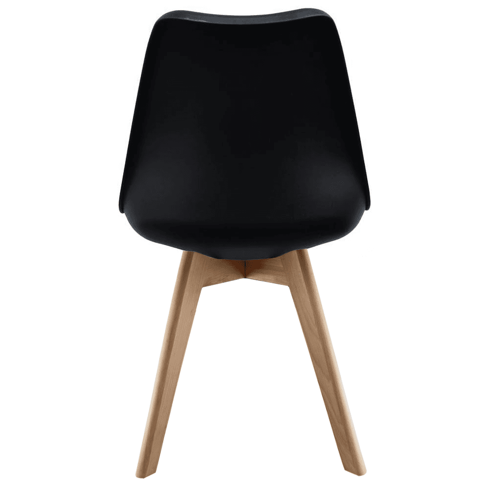 Soho Black Plastic Dining Chair with Squared Light Wood Legs