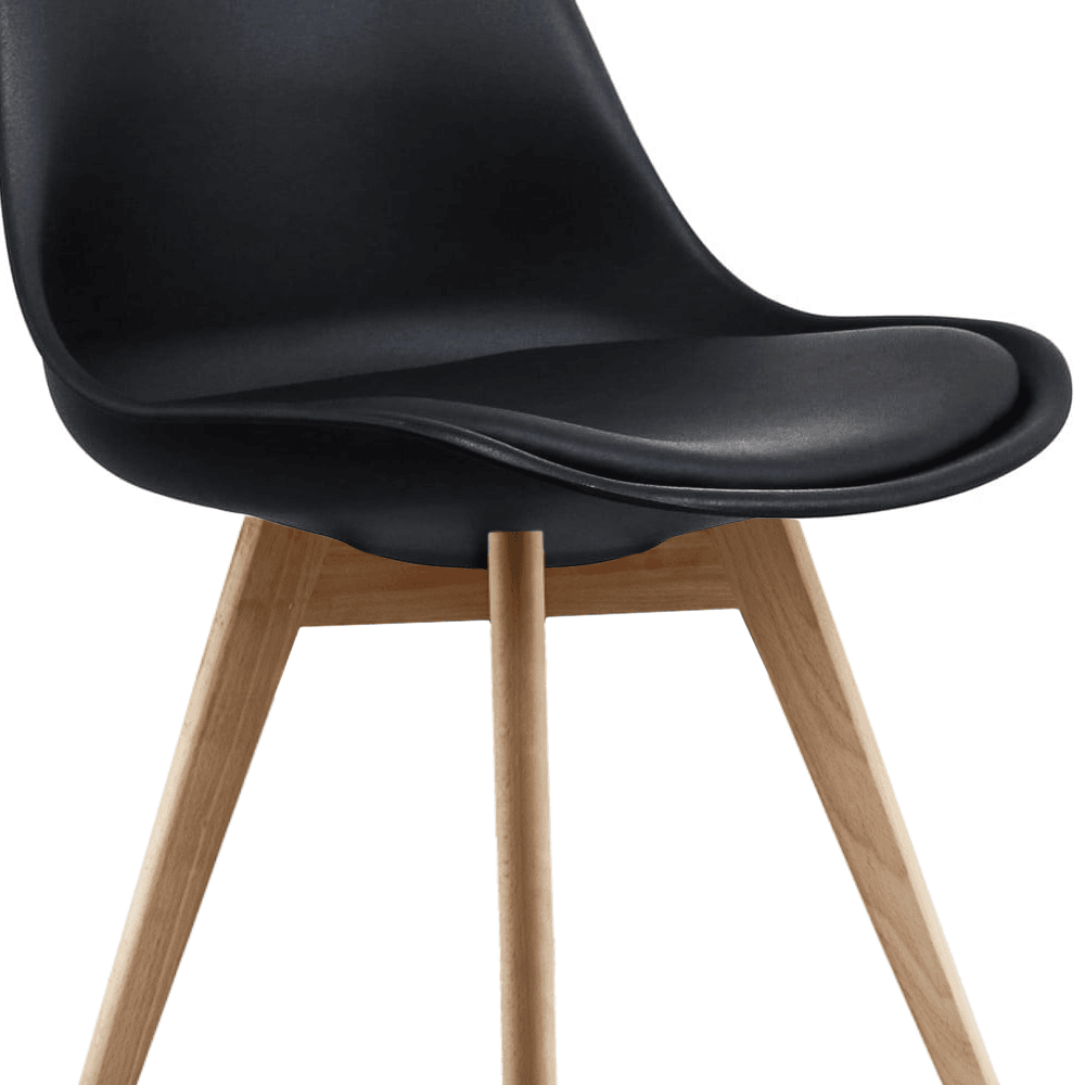Soho Black Plastic Dining Chair with Squared Light Wood Legs