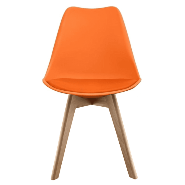 Soho Orange Plastic Dining Chair with Squared Light Wood Legs