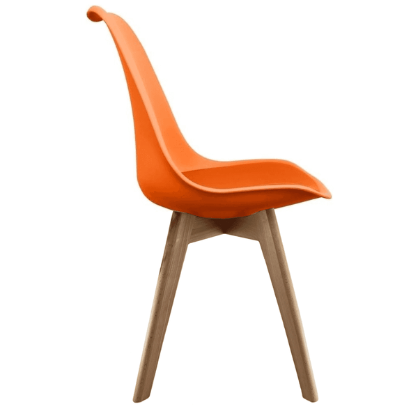 Soho Orange Plastic Dining Chair with Squared Light Wood Legs