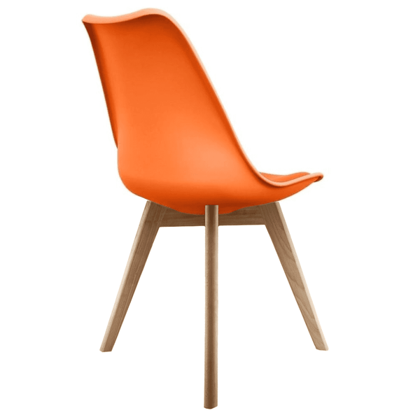 Soho Orange Plastic Dining Chair with Squared Light Wood Legs