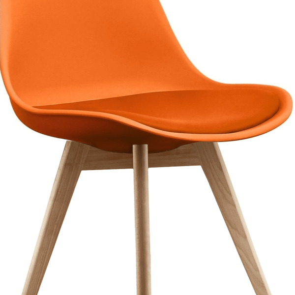 Soho Orange Plastic Dining Chair with Squared Light Wood Legs