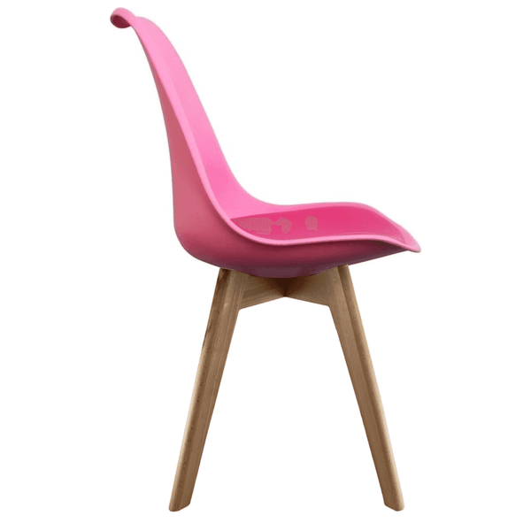 Soho Bright Pink Plastic Dining Chair with Squared Light Wood Legs