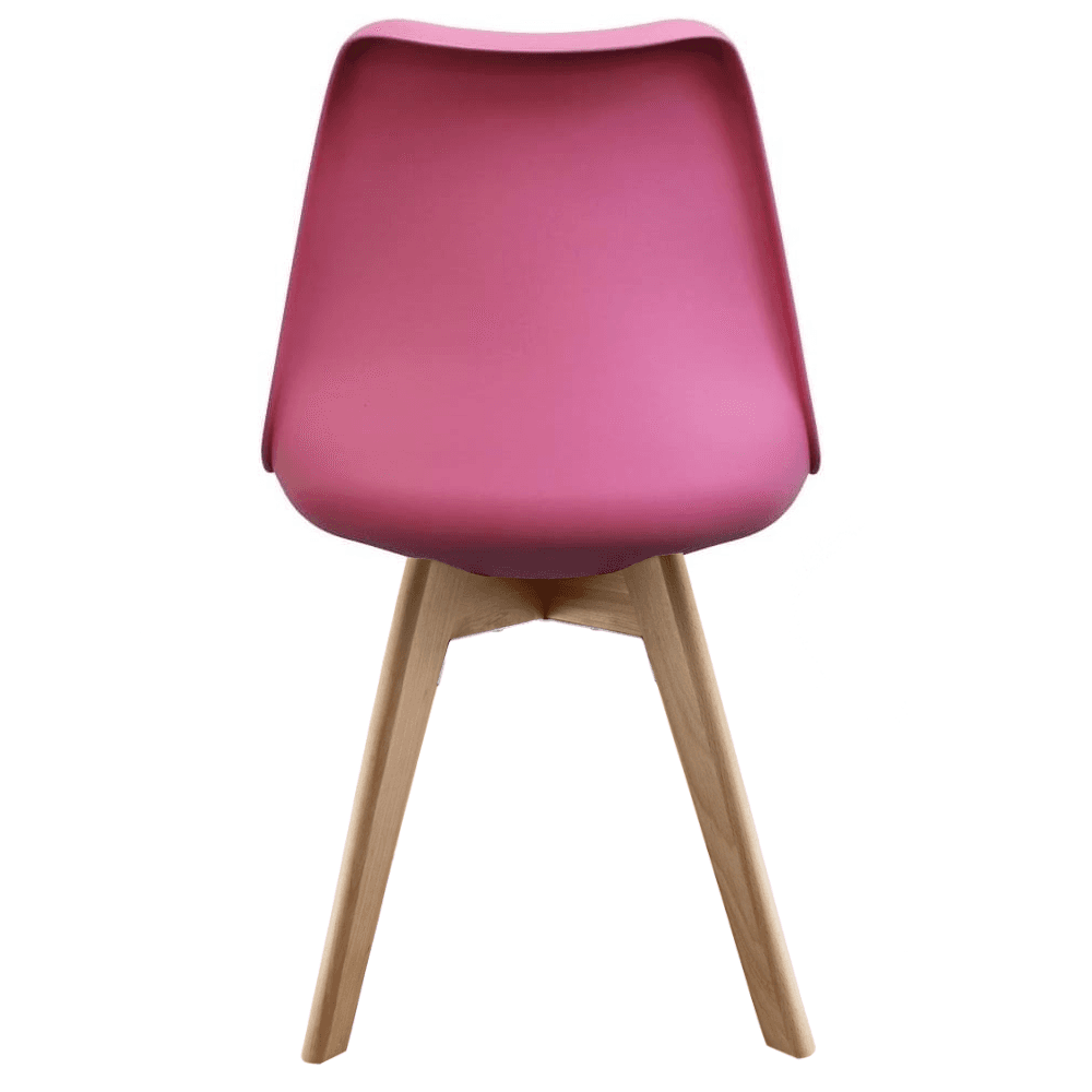 Soho Bright Pink Plastic Dining Chair with Squared Light Wood Legs