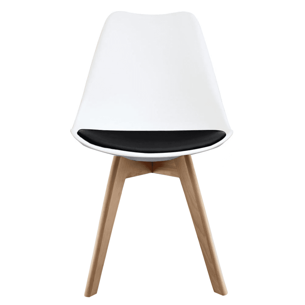 Soho White and Black Dining Chair with Squared Light Wood Legs