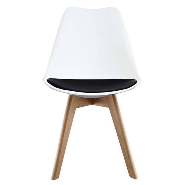 Soho White and Black Dining Chair with Squared Light Wood Legs