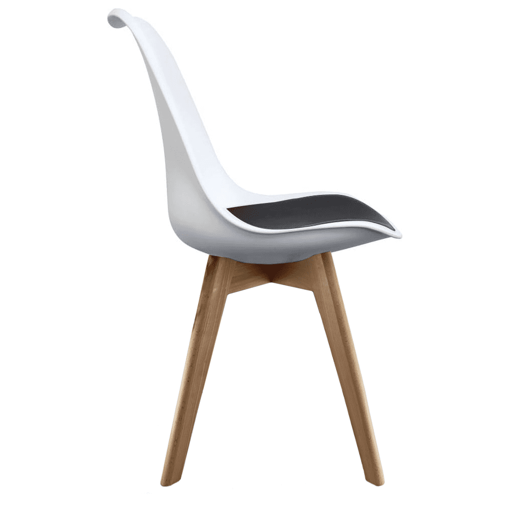 Soho White and Black Dining Chair with Squared Light Wood Legs