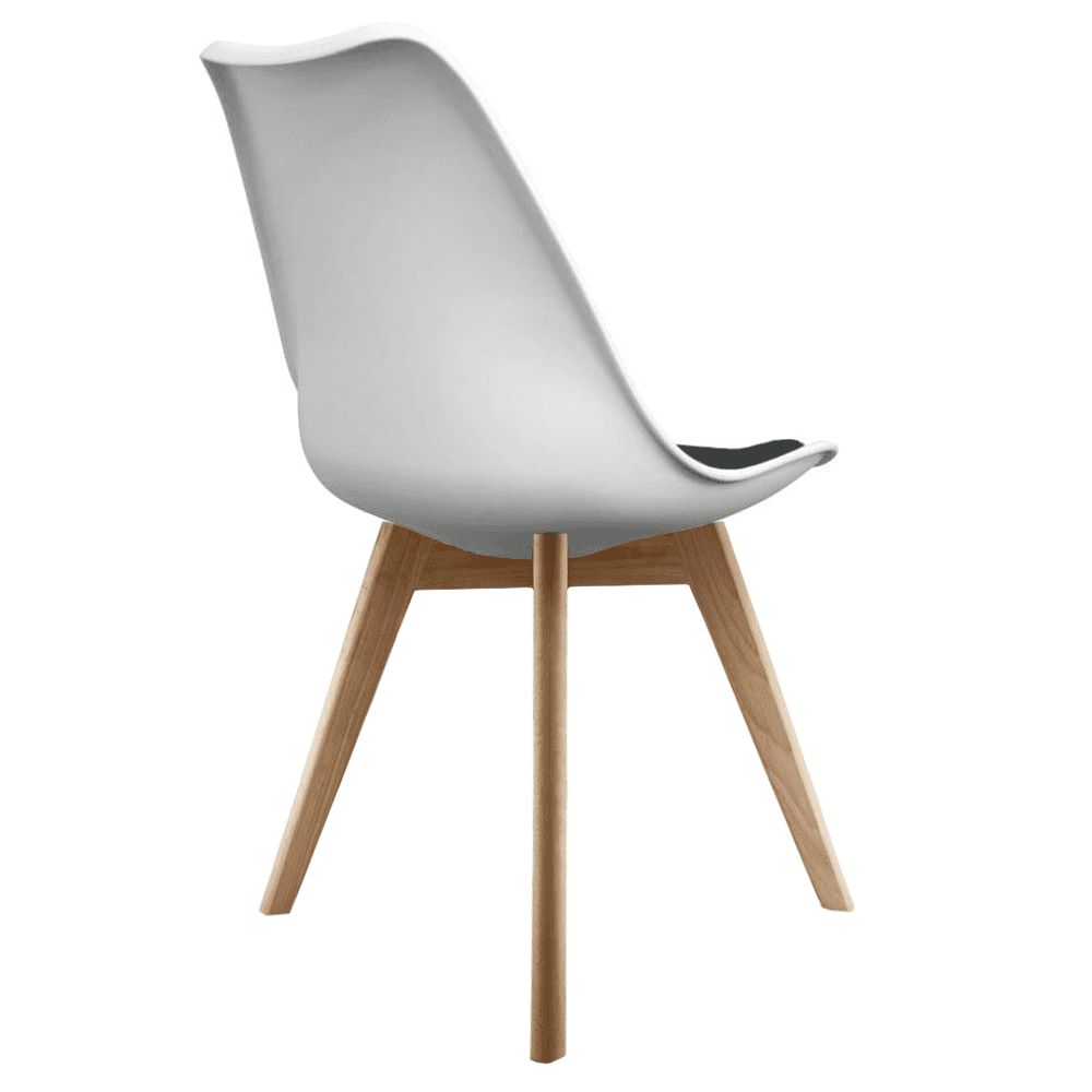 Soho White and Black Dining Chair with Squared Light Wood Legs
