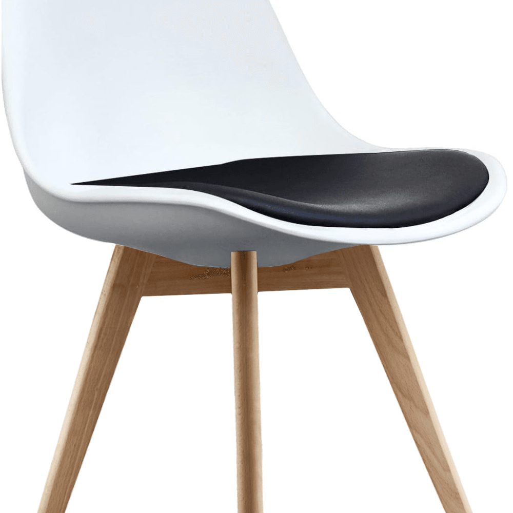 Soho White and Black Dining Chair with Squared Light Wood Legs