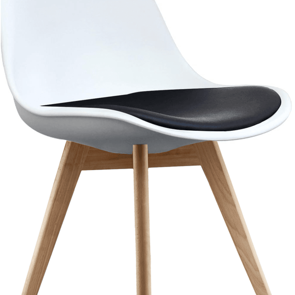 Soho White and Black Dining Chair with Squared Light Wood Legs