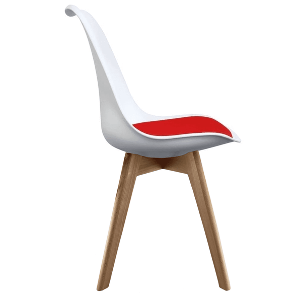 Soho White and Red Dining Chair with Squared Light Wood Legs