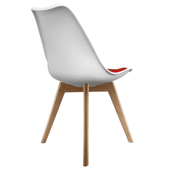Soho White and Red Dining Chair with Squared Light Wood Legs