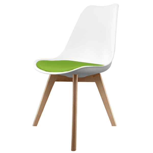 Soho White and Green Dining Chair with Squared Light Wood Legs