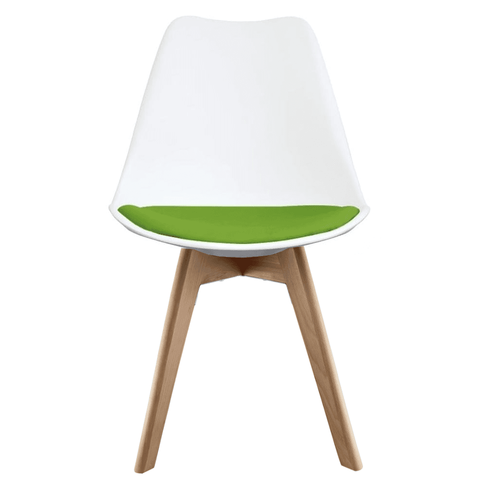 Soho White and Green Dining Chair with Squared Light Wood Legs