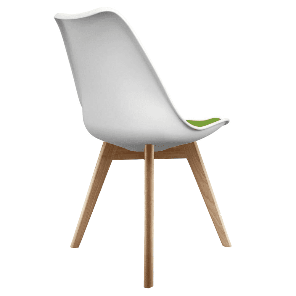 Soho White and Green Dining Chair with Squared Light Wood Legs