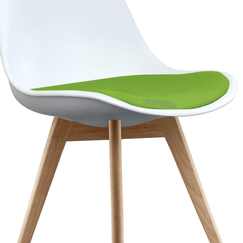 Soho White and Green Dining Chair with Squared Light Wood Legs