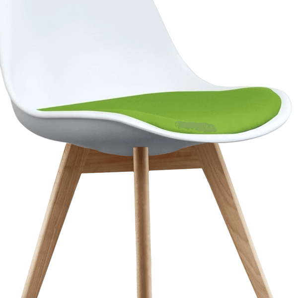 Soho White and Green Dining Chair with Squared Light Wood Legs